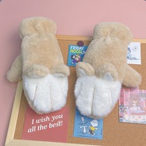따뜻한 겨울 귀여운 새끼 고양이 발톱 목덜미 두꺼운 가방 손가락 여학생 문창 모조 토끼 머리 장갑
