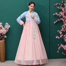 한국 전통 한복 드레스 고대 공주 댄스 의상 여성 에스닉 한국 민속 무대 댄스 의상 웨딩 파티 천