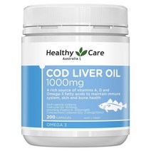 호주 프리미엄 오메가3 Healthy Care Cod Liver Oil 1000mg 200 Softgel Capsules, 1병, 200캡슐
