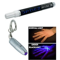 Opticz Blacklight Reactive Invisible Blue Ink All Purpose UV Marker with UV Light, 1