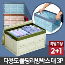 오너클랜 폴딩리빙박스 대 3P 옷장수납함 장롱정리 수납상자 옷_W39E43C, 봄의피는꽃 그린