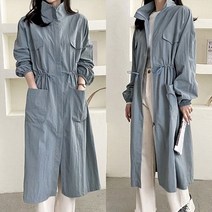 쉬즈미 OTR-015 하이넥 스트링 야상 롱점퍼 바람막이 사파리 자켓 바바리