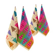 주방타올 고리 수건 핸드 타월 세트, 북유럽풍 삼각우산, 4장, 베이지