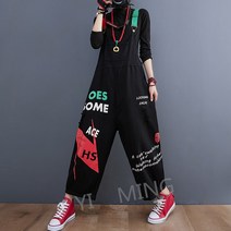 YI MING 여자 예쁜점프수트 플라워 꽃무늬 귀여운 멜빵바지 빅사이즈 플라워멜빵 데님바지 패션 멜빵바지 F333