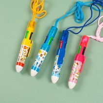 4색 목걸이 볼펜 _50개 어린이 아이 단체 선물 캐릭터 귀여운 볼펜, 노랑