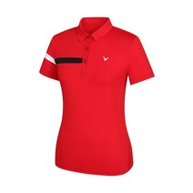 캘러웨이 [캘러웨이]기획 여성 배색 원카라 반팔 티셔츠 CWTYJ6662-500_G