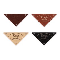 삼각 핸드메이드 가죽라벨 handmade 수제 가죽택, 레드브라운 불박