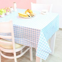 파티해 체크 비닐 테이블보, 블루, 1개, 1개