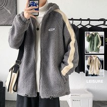 남자 중학생 크림 그레이 그린 후리스 양털 후드 집업 고등학생 오버핏 라인 배색 뽀글이