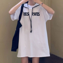 오너클랜 레터링 스카프 라운드넥 롱티셔츠 캐주얼 원피스