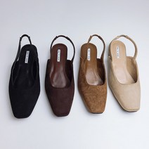 사각코 스웨이드 스트랩 샌들 로퍼 3cm 여성 슬림 세무 가을 블로퍼 4col