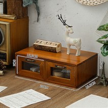 원목 찬장 미니 수납함 카페장 유리 빈티지 그릇장 엔틱 수납장 선반, B타입 브라운