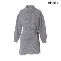 에이비플러스(ab.plus) 코튼 체크 랩스타일 원피스