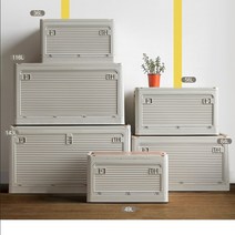 우드상판 폴딩박스 감성캠핑 테이블 겸 리빙박스 수납정리함 옷정리함 수납박스 플라스틱박스 가방정리 컨테이너 특대형 대형 중형 소형 다용도 캠핑 캠핑박스 화이트 베이지, 116L - 베이지