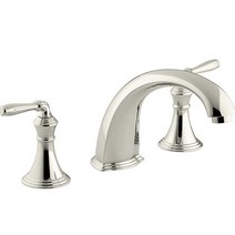 [이라운드몰]콜러 K-T398-4-SN 데본샤이어 데크 마운트 욕조 수도꼭지 와 레버 핸들, Vibrant Polished Nickel