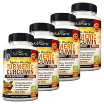 바이오슈바르츠 프리미엄 울트라 퓨어 터메릭 커큐민 바이오페린 포함 1500mg 베지 캡, 90개입, 4개