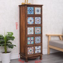 원목고가구 원목 서랍장 거실 수납장 미니 3단 고가구 인테리어 속옷 DIY 정리 공간, 브라운 43x34X120CM