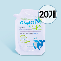 아쿠아낙스 10L 다목적 세정제 (살균 탈취 세정) 시계세척제 전해수 알칼리이온수, 500ml x 20개