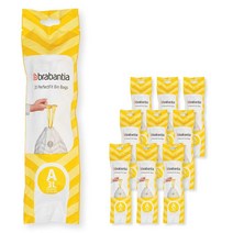 미국발송 브라반티아 Brabantia PerfectFit 쓰레기 봉투 (사이즈 C/2.6-3.2갤런) 두꺼운 플라스틱 쓰레기통 라이너 드로스트링 핸들 포함 (200개), White - Code C_40 Count (Pack