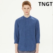 티엔지티 20SS 블루 밴드에리 스트라이프 7부 린넨 셔츠 TGSH0B304B2
