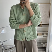 뜨개진 여성용 꽈배기 라운드 홀리스 가디건