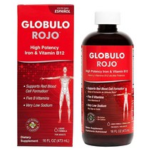 Globulo Rojo 고효능 철분 및 비타민 B-12가 함유된 액체 식이 보충제 미국산 16 FL. OZ., 16 Fl Oz [Pack of 1]