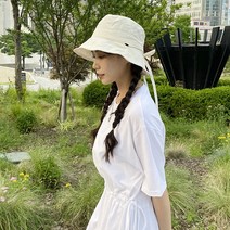 러블리 리본 버킷햇 스티치 턱끈 데일리 벙거지