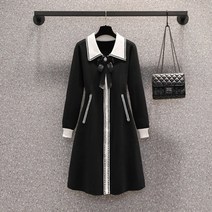 빅사이즈 봄 니트 원피스 정장 오피스룩 드레스 프렌치 스웨터 드레스 플레이어 미드길이