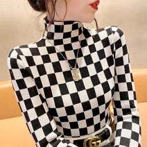 앙반팔니트 전문점 품질 반폴라 슬림 이너티셔츠 겨울 가을 스타일리쉬 핫한 바둑판 칸 이너니트 2777202942