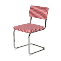 세스카 하운드체크 패브릭 디자인 인테리어 식탁의자, 레드