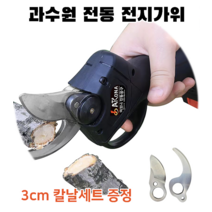 전동 충전식 가위 과수원 전지가위_도매, 00커팅 지름3cm밧데리 2개 충전기 1개 21V-블랙