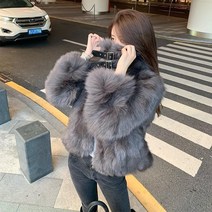 폭스퍼 숏 야상 코트 여우 점퍼 패딩