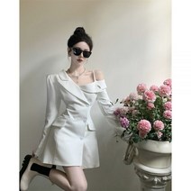 여성 고퀄리티 프렌치 정장 자켓 미니 원피스 슬림핏 캐주얼 끈나시 언벨런스 스커트