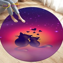 만다라 북유럽 원형 타로 멍석 러그 3D 만화 귀여운 고양이 지역 거실 침실 소파 의자용 라운드 카펫 놀이 크롤링 부드러운 미끄럼 방지 바닥 매트 선물, Diameter 120cm, 4