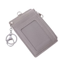 휴대용 가죽 비즈니스 ID 카드 신용 배지 홀더 동전 지갑 지갑 키 체인