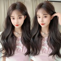 풍성한 웨이브 똑딱이 헤어피스 부분가발 여자가발, 45cm, 흑갈색