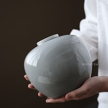 백자 달항아리 도자기화병 빈티지 세라믹 화병 1, 그을음 소스 및 꽃 용기 (꽃은 포함되지 않음)