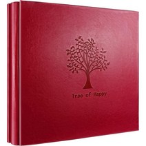 포토 앨범 4 x 6 포켓 사진 600장 블랙 가죽 커버 엑스트라 라지 용량 웨딩 베이비 기념일 발렌타인 가로 및 세로 600장 보관 트리 패턴 (레드), Red