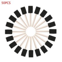 페인트붓 1 인치 폼 스폰지 우드 핸들 페인트 브러시 세트 슈퍼 밸류 50 개 팩, 2.5PCS
