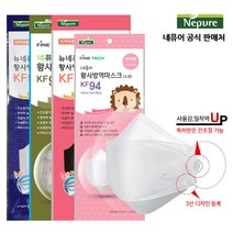 [네퓨어] KF94 끈조절 마스크 25매 30매 황사 미세먼지 마스크, 네퓨어 KF94 하운드핑크 6팩(30매)