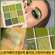 스모키메이크업 9색 놀라운 올리브 그린 아이 섀도우 메이크업 방수 매트 글리터 아이 섀도우 팔레트 오래 지속되는 블랙 아이 안료, 9색세트, 오렌지색