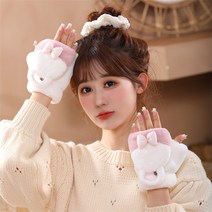 DFMEI 글러브 여 겨울 코디 러블리 플랩 손가락 보풀 기모 보온