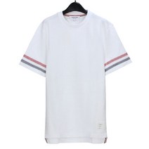 톰브라운 남성 텍스처 코튼 스트라이프 반팔 티셔츠 MJS204A J0046 100 WHITE [TBC1003wh]