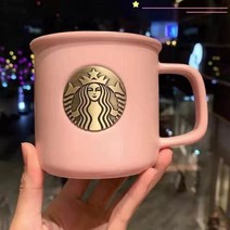 NEW 스타벅스 Starbucks 머그컵 머그잔 클래식 사이렌 커피잔 휴대용 톨 캠핑컵, 03 핑크 에나멜 컵 + 교반 스틱