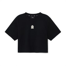 MLB 여성 베이직 중앙 스몰로고 크롭 반팔 티셔츠 NY Black 191087