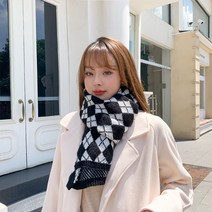 귀여운 체크 여성 겨울 머플러 여성 겨울 2022 신상품 링거 빈티지 카미어 숄 도톰한 보온 머플러 도매