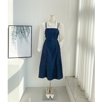 러블리아미에 / 아미에 /데님 끈 나시 뷔스티에 롱 원피스