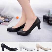 여자 면접 구두 미들굽 기본 펌프스 검은 단화 하객