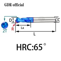 볼 노즈 엔드 밀링 커터 텅스텐 카바이드 도구 HRC65 2 플루트 CNC 코팅 밀, [01] 1 PCS, [29] D16xC16x100L