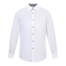 남성용 슬림핏 화이트 와이셔츠 긴팔 S10